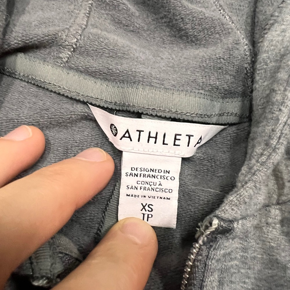 Athleta Balance Luxe Full Zip Hoodie Grey Heathered Sweatshirt XS crop pleated - Picture 6 of 8